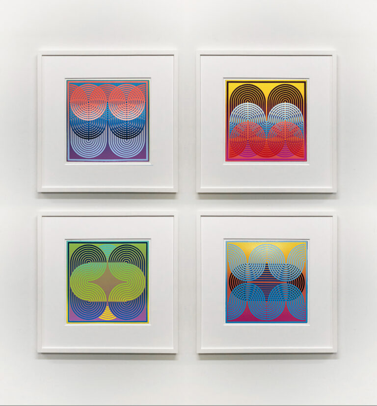 'Coils' Group of 4, Editioned block prints on paper, 16 x 16 inches each (23 x 23 framed each)