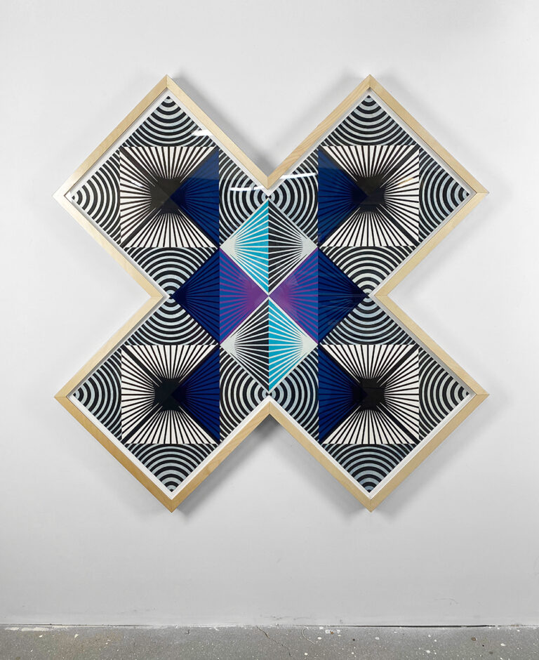 'X' Woodblock prints tiled on paper, Unique, 66 x66 inches, Irregular.