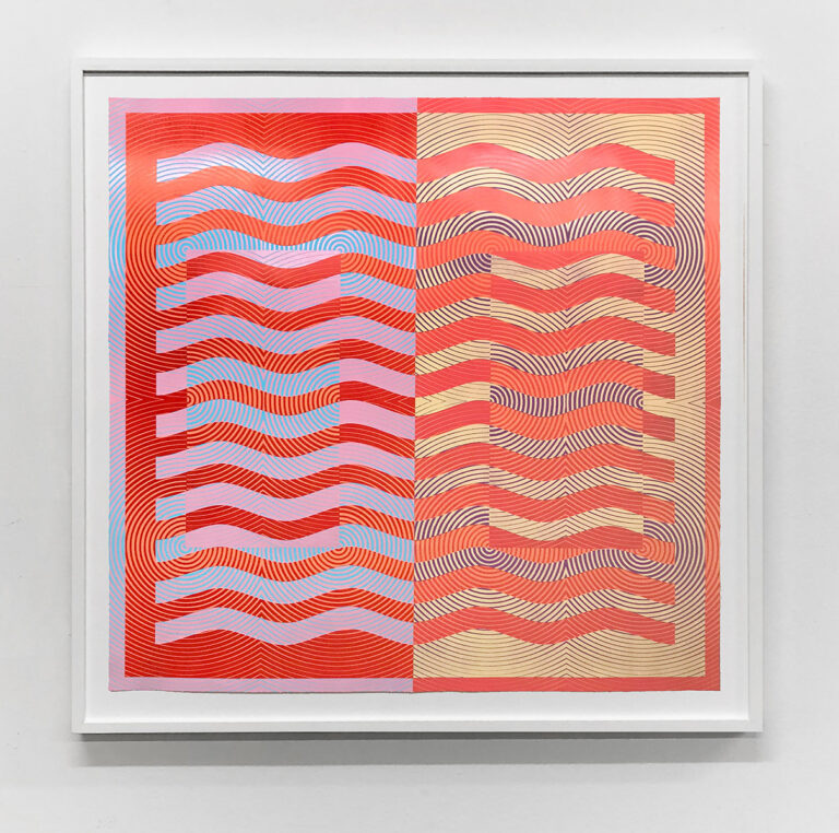 'Wavelength 4' Woodblock print collage on paper, Unique, 72 x 72 inches